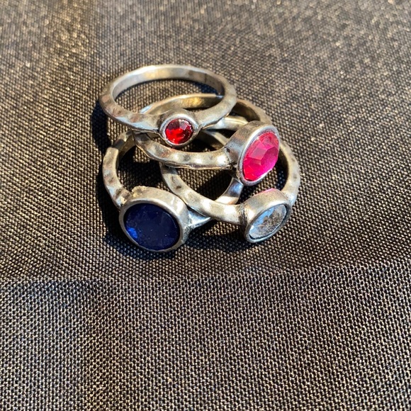 Silver Tone Stacking Ring Set - Picture 1 of 3